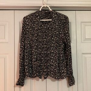 Lucky Brand Black and White Floral Blouse